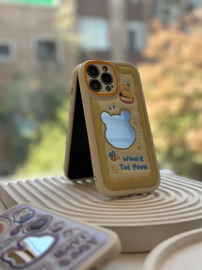 f65e33 قاب Pooh چرمی برجسته آینه دار (کدC1355) - Image 1