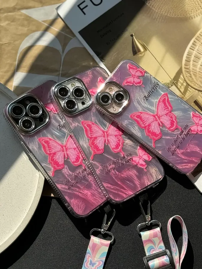 1b1fda قاب Pink Butterfly (کدC1660) - Image 1