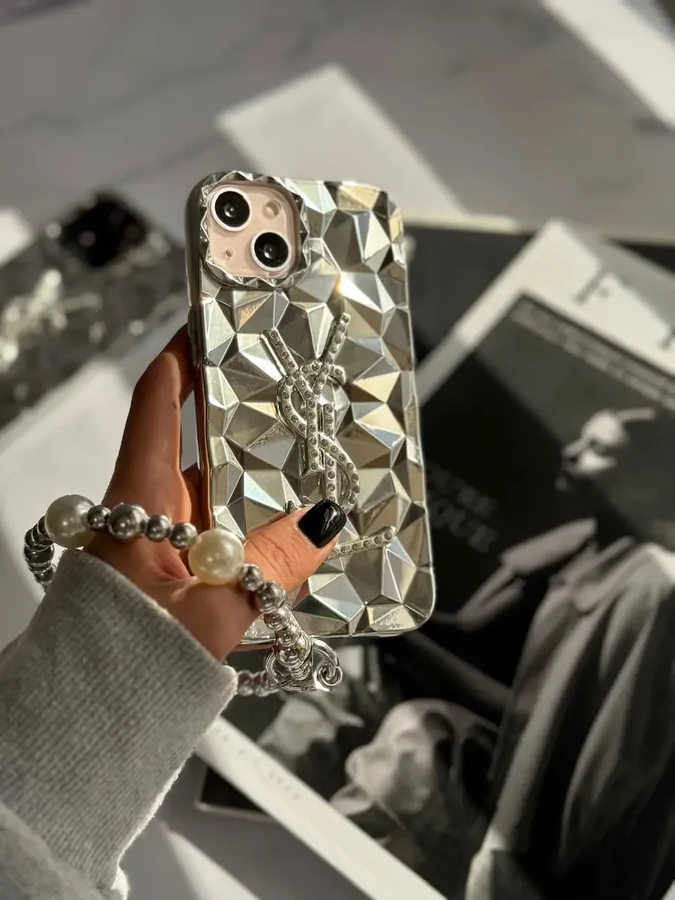 4f8747 قاب Silver YSL با آویز (کدC1477) - Image 1