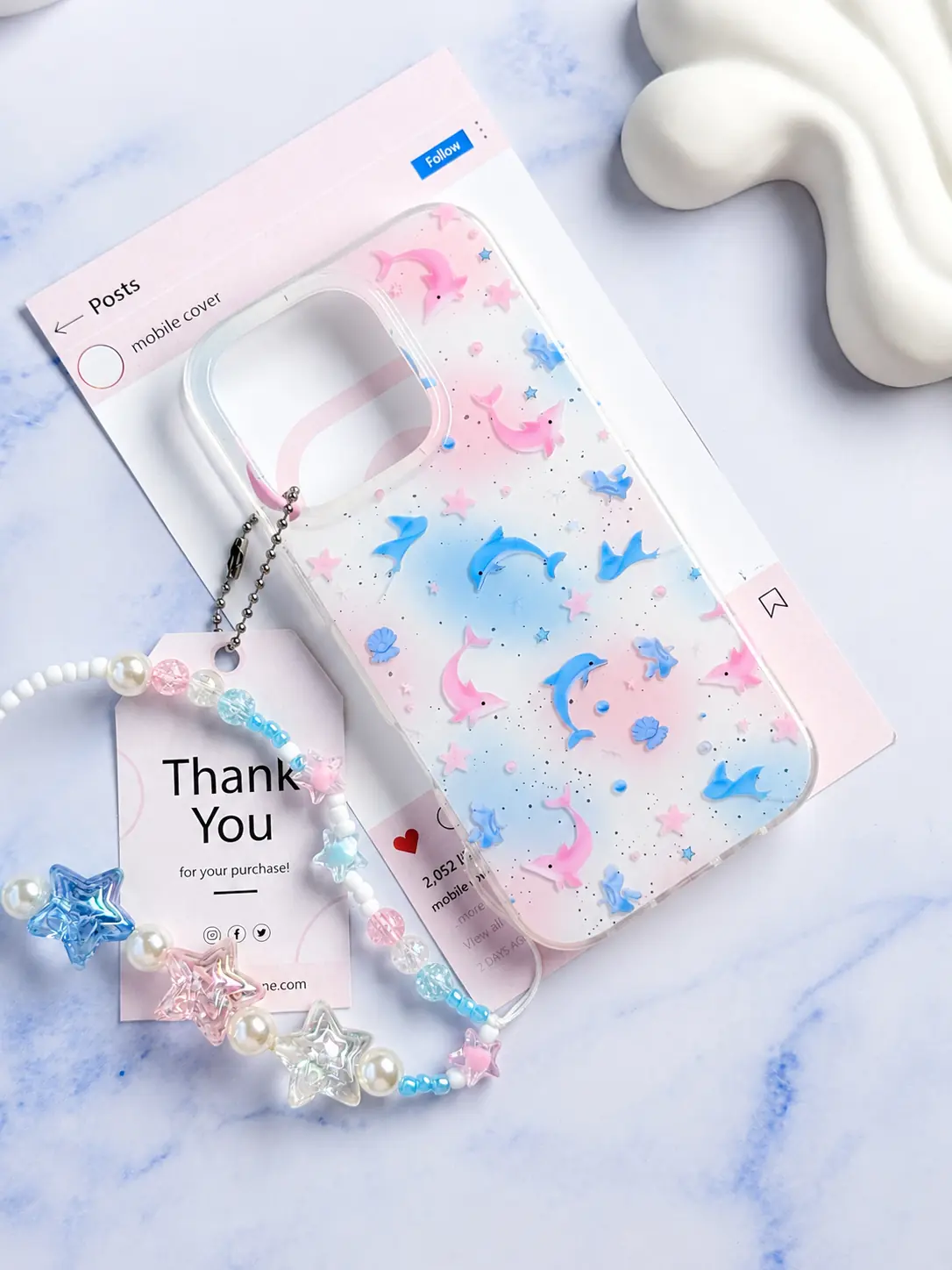 1f13bb قاب Pastel Star Dolphin با آویز (کدC2251) - Image 1